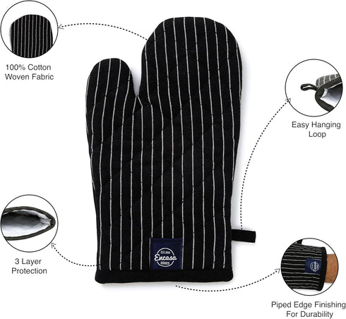 Encasa Homes Long 12" Oven Microwave Hand Gloves Mitts (2 pc Set) for Kitchen Cooking & Baking - Heat Resistant, Thick & Safe, Protection of Hands...