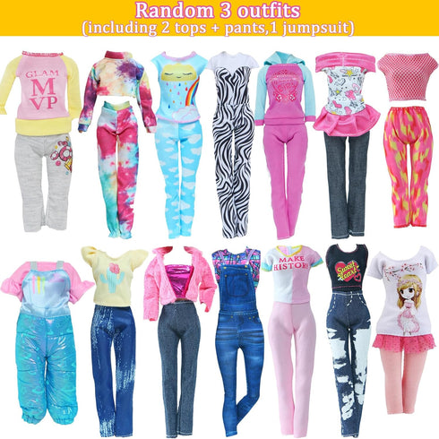 60pcs Doll Clothes and Accessories Fashion Dress Wedding Gowns, Daily Tops Pants Outfits Jumpsuit Swimsuits Bikini, 10 Mini Dresses Skirts, Shoes ...
