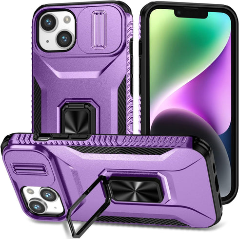 Hitaoyou Compatible with iPhone 13 Case, iPhone 13 Case with Camera Cover & Kickstand Military Grade Shockproof Heavy Duty Protective with Magneti...