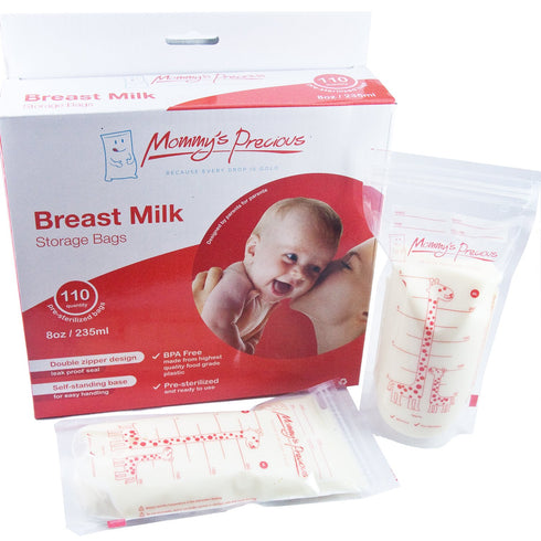 110 Count Breastmilk Storage Bags 8 Oz 235 ml Breastfeeding Freezer Storage Container Bags for Breast Milk comes Pre Sterilized & BPA Free with Ac...