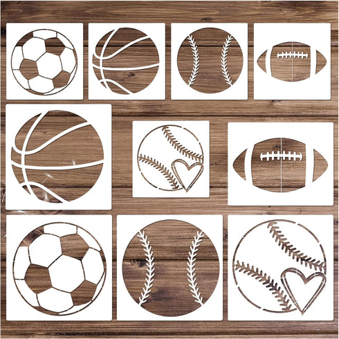 Sport Stencils for Painting Soccer Ball Football Basketball Baseball Reusable Template Stencil on Wood Crafts Art Projects Walls (Ball) white...