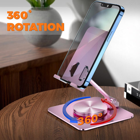 Rotatable Foldable Phone Stand for Desk, Fully Adjustable Desktop Holder Cradle Dock Compatible with iPhone 14 13 12 11 Pro Max Xr, Nintendo Switc...