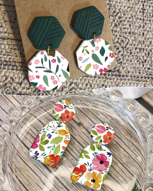Puocaon Polymer Clay Transfer Paper - 20 Pcs Floral Water Transfer Paper for Polymer Clay, Cosmos Flower Transfer Paper for Polymer Clay Earrings,...