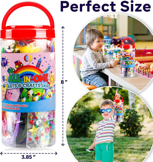 FUNZBO Arts and Crafts Supplies for Kids - Craft Kit with Glitter Glue Stick, Pipe Cleaners Craft & Craft Tools, DIY School Supplies Kit, Girls To...