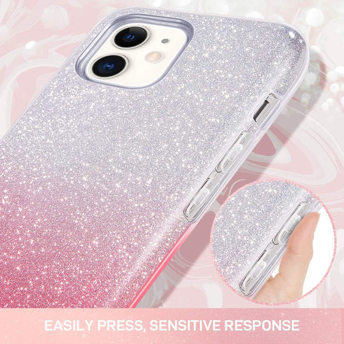MILPROX Case Compatible for iPhone 11, Bling Sparkly Glitter Luxury Shiny Sparker Shell, Protective 3 Layer Hybrid Anti-Slick Slim Soft Cover for ...