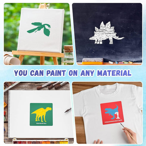 20 Pieces Stencils Dinosaurs for Sidewalk Chalk Colorful Translucent Dinosaur Stencils for Kids Animal Spray Paint Stencil Animal Template for DIY...