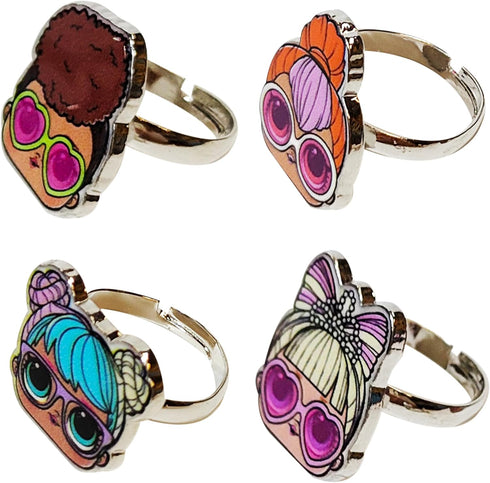 LOL Surprise Dolls Jewelry: 4-Piece Adjustable Rings for Girls (Kids Rings For Girls) LOL DOLLS Ring Sets with metal charm Perfect 6 Year Old Girl...