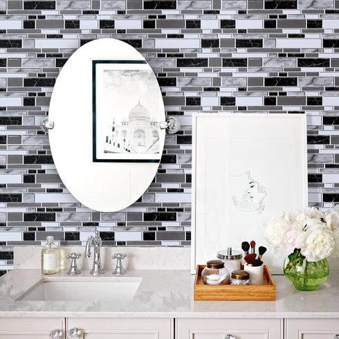 Livebor Peel and Stick Backsplash Wallpaper Kitchen Backsplash Wallpaper 11.8inch x 196.8inch Tile Contact Paper Kitchen Peel and Stick Countertop...