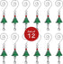 Ornament Hooks - Christmas Tree Shaped - S-Hook & Lobster Claw - Set of 12 - Enameled Trees with Red & Green Ornaments - Each Measures 3.5" L...
