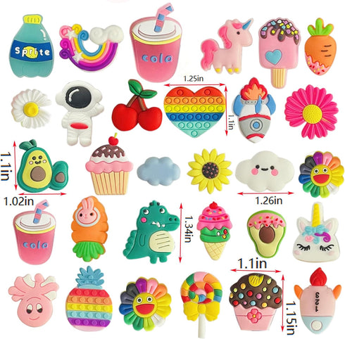 monochef Shoe Charms for Girls Teens: 30 Pack Random Different Cute Shoe Decoration Charms, Shoe Charm, Charms for Shoes Bracelet Wristband Party ...