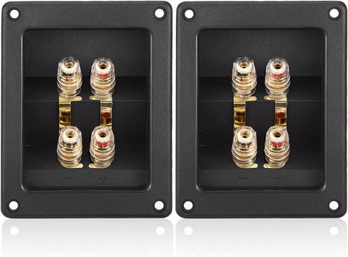 Facmogu 2PCS Rectangle 4-Way Speaker Terminal Box, Gold-Plated Binding Post Terminal Cable Connector for DIY Applications, Terminal Cups with 2 Pa...