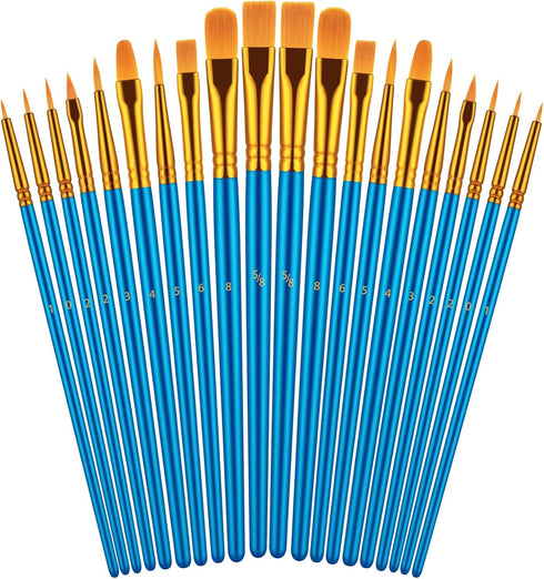 Paint Brushes Set for Acrylic Painting, 20 Pcs Oil Watercolor Acrylic Paint Brush, Artist Paintbrushes for Body Face Rock Canvas, Kids Adult Drawi...