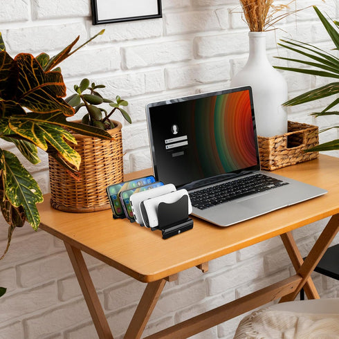 Acrylic Multi Device Organizer Stand Base for Portable Charger Power Banks, 4 Slots Desktop Storage Holder Compatible with USB Battery Pack, Phone...