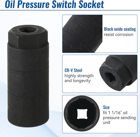 Dreyoo Engine Oil Pressure Sensor Switch, Oil Sending with Screen Filter and Switch Socket, Compatible with Chev Rolet/Che Vy/Silver ADO/Gm C/Sie ...