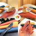 Portable Tableware Stainless Steel Knivesforks Spoons and Silicone Boxes Family Travel Work Outdoor Camping Set (Blue)...
