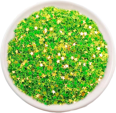 Art Craft Glitter, 3mm Star Sequins Confetti for Nail Art,Slime Supplies, Resin Craft, Home Decoration DIY Cards - 0.35oz (Golden Green)...