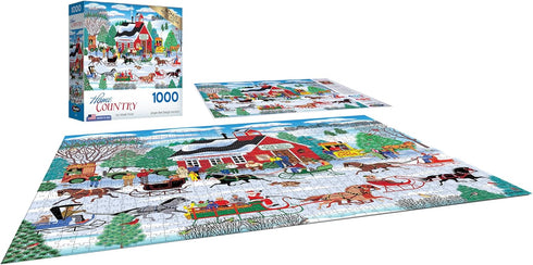 RoseArt - Home Country - Jingle Bell Sleigh Society - 1000 Piece Jigsaw Puzzle for Adults...