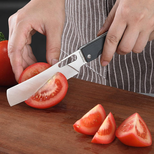 ZhengSheng Folding Chef Knife 4.8" Sharp 440A Stainless Steel Blade G10 Handle Pocket Foldable Kitchen Knife Utility Knife for Outdoor Camping Coo...