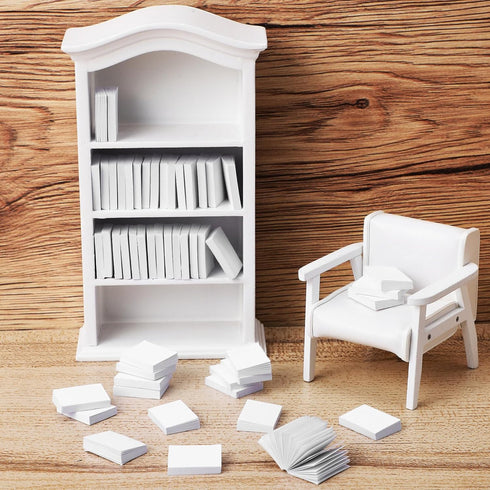 Gadpiparty 50 Pcs Miniatures Blank Books Dollhouse Books 1:12 Scale Mini Books Dollhouse Model Decoration Pretend Play Supplies Doll House Books (...