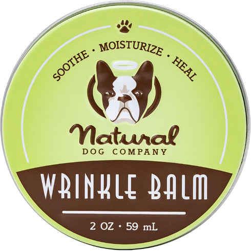 Natural Dog Company Wrinkle Balm, 2 oz. Tin, Dog lotion for dry itchy skin, Cleans Wrinkles, Yeast Infection treatment for dogs, Plant based, Fren...
