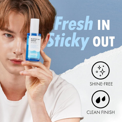 DASHU Boy Blue Sedum Water Serum | Hydrating Skin Serum Water Based Moisturizer for Face w/ 8 Hyaluronic Acids | Men’s Grooming Essentials 2.19 fl...