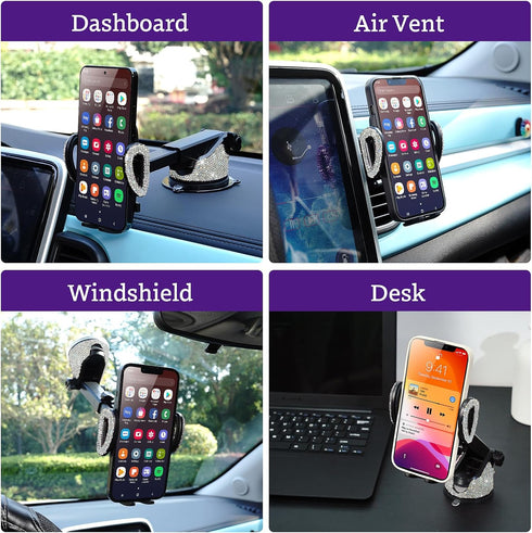 eing Car Phone Mount Holder Dashboard Air Vent Windshield,Compatible with iPhone 12/11/11 Pro/8 Plus/8/SE/X/XR/XS/7 Plus Samsung S20/S10/S9/S8,Mot...