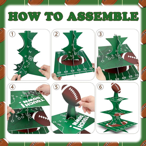 FRIDAY NIGHT Super Football Bowl Party Cardboard Cupcake Stands Mini Cake Dessert Stand Reusable Kid Birthday Baby Shower Sport Theme Supplies...