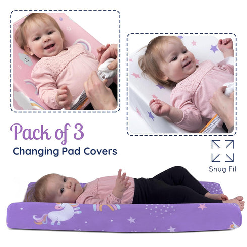 GROW WILD Changing Pad Cover 3 Pack | Soft & Stretchy Jersey Cotton | Baby Changing Table Pad Cover | Diaper Changing Pad Covers for Girls and Boy...