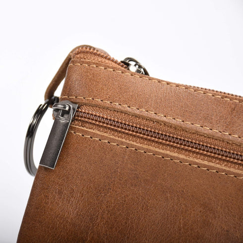 Genuine Leather Coin Purses Mens Women Leather Zipper Coin Purse Pouch Slim Change Credit Card Holder Slim Wallet Key Holder Change Pouch Small Wa...