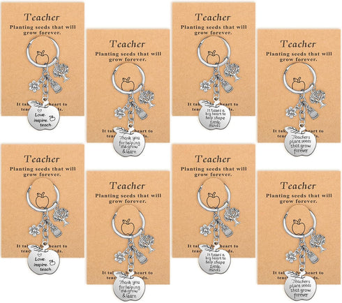Henoyso 24 Pcs Teacher Gifts Teacher Keychain Thank You Gifts for Women Teacher Appreciation Gifts from Students Graduation (Apple with Tree)...