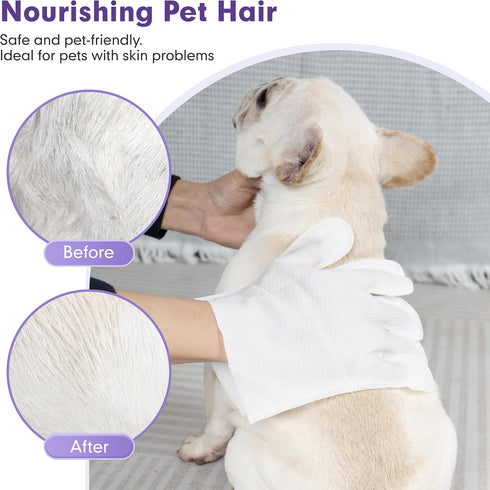 cyeollo Pet Cleaning Wipes for Dogs Fur & Butt, Dog Dry Grooming Bath Glove Wipes for Deodorizing, Lick Safe Cats Cleaning Wipes, Wash Free, 6PCS...