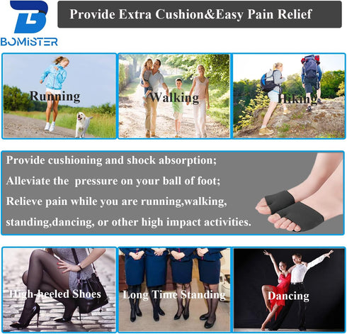 3 Pairs of Metatarsal Pads for Women and Men, Ball of Foot Cushions for Pain Relief of Bunions&Morton's Neuroma,Metatarsal Sleeve/Socks with Built...