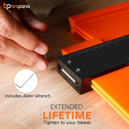 Ultimate 10 Inch Contour Gauge Tool - Easily Replicate Odd Shapes with Metal Locking Mechanism for Precise Accuracy and Adjustable Tightness - Ide...