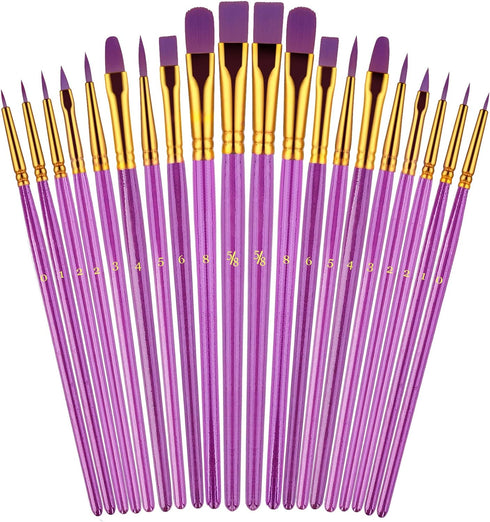 Paint Brushes Set, 2Pack 20 Pcs Paint Brushes for Acrylic Painting, Oil Watercolor Acrylic Paint Brush, Artist Paintbrushes for Body Face Rock Can...