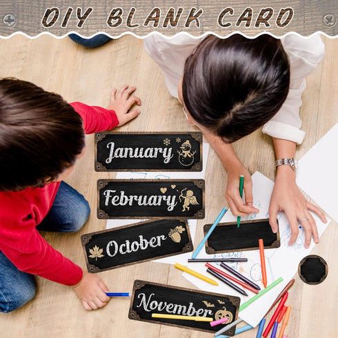 Gueevin 60 Pcs Industrial Chic Months of the Year Bulletin Board Set Holiday Monthly Headliners Employee of the Month Sign 12 Seasonal Monthly Hea...