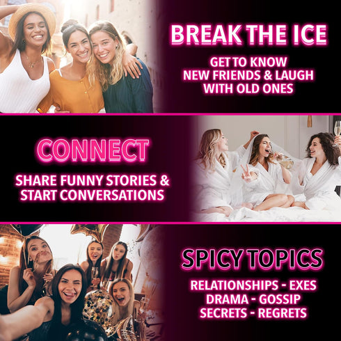 Girls Night Conversation Starter Cards - 360 Fun & Spicy Questions for Bachelorette, Bridal, Birthday, Ladies & Sorority Parties - Party Game for ...