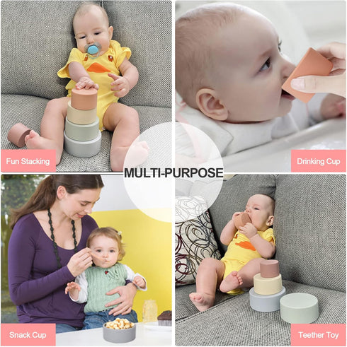 Socub Baby Stacking Toys, Silicone Stacking Cups for Babies and Infants, 5Pcs Nesting Toy for Early Educational, BPA Free, 6+ Month...