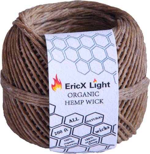 EricX Light Organic Hemp Wick,200 FT Spool,Well Coated with Beeswax,Standard Size(1.0mm)...