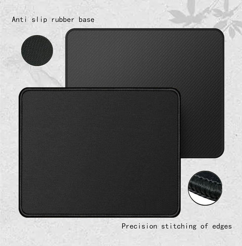 Mouse pads, 3 PCS, Black Standard Mouse Pads, Office and gaming,stitched Edges, rubber anti slip base mouse pad, dirt resistant, durable, square, ...