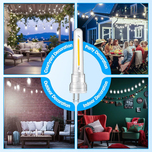 Meonum 14 Pack S14 Replacement Light Bulbs, 1.7 Watt Replacement S14 LED Bulb, Shatterproof Waterproof and Dimmable Replacement S14 Light Bulb for...