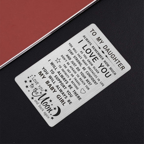 TANWIH Daughter I Love You Gifts Engraved Wallet Card, You Will Always Be My Baby Girl, To My Daughter Birthday Graduation Christmas Wedding Gifts...