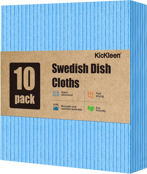 10 Pack Swedish DishCloths for Kitchen-Reusable Paper Towels Washable- Eco Friendly Cellulose Sponge Microfiber Dish Cloths-Absorbent and No Odor ...