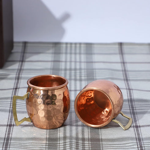 Buddha4all 2 Oz. Solid Copper Mini Moscow Mule Shot Mug Set Copper Hammered Shot Glass Set (4)...