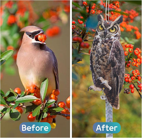 Owl to Keep Birds Away, 4Pack Bird Scarers Fake Owl Bird Reflective Devices to Keep Birds Away from Window Garden Farm...