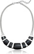Nine West womens Silver-Tone and Black Agate 16" Frontal Necklace, 16" + 2" Extender...