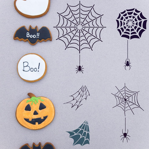 FINGERINSPIRE Spiderweb Stencil 11.8x11.8inch Reusable Spiderweb and Spider Stencil Spider Drawing Stencil DIY Arts and Crafts Spider Web Stencil ...