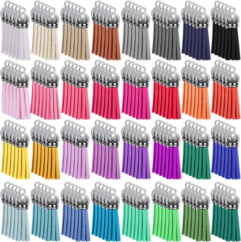 SIQUK 160 Pieces Keychain Tassels Leather Tassel Bulk for DIY Keychain and Craft, 32 Colors...