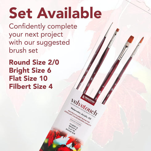 Princeton Velvetouch Filbert Brush, Long Handle, Size 6 - Professional Artist Brushes for Mixed Media, Acrylic, Oil...