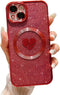 Compatible with iPhone 15 Plus 6.7 Inch Case with Magsafe, Plating Heart Glitter Magnetic Case for Women Girl TPU Camera Protection Back Cover for...