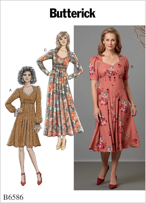 Butterick Patterns Women's Knee Ankle Length Pleater Dress Sewing Patterns, 6-8-10-12-14, White...